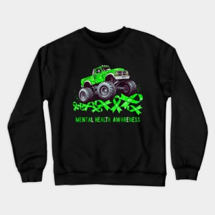 Monster Truck Ribbon Mental Health Awareness Crewneck Sweatshirt